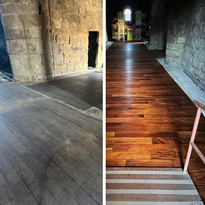 Parquet Madrid • Parquets y Tarimas Oscar • Reparación Antes y Después en la Ermita de Sta María Meñique